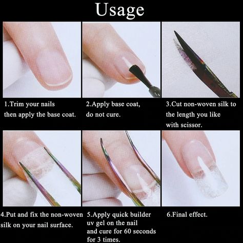 Silk Nails Extensions, Fiber Nails Extensions, Fiberglass Nail Extensions, How To Do A Nail Refill, How To Apply Gel Nail Extensions, Acrylic Nail Retention Tips, Fix Broken Nail, Asp Nail Builder Curing Gel, Silk Nails