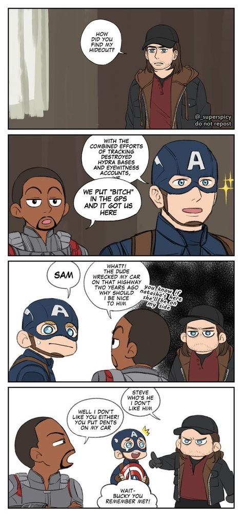 Cap Quartet, Avengers Fan Art, Superfamily Avengers, Marvel Headcanon, Tumblr Post, Funny Marvel Memes, Marvel Quotes, Avengers Comics, Captain America Civil