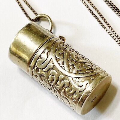 Sterling Silver Poison Perfume Snuff Pill Bottle Embossed Pendant Necklace  | eBay Poison Perfume, Pill Bottle, Pill Bottles, Unusual Design, Fine Jewellery Necklace, Emboss, Antique Jewelry, Jewelry Necklace Pendant, Vintage Jewelry