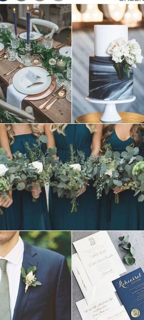 navy blue and green fall wedding color ideas Blue And Green Fall Wedding, Green Fall Wedding, Green Fall Weddings, Fall Wedding Color Ideas, Navy Blue Wedding Theme, Sage Green Wedding Colors, Wedding Color Ideas, Green Wedding Colors, Sage Wedding