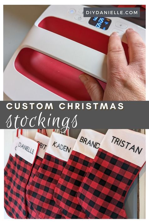 Cricut Christmas Stocking Names, Christmas Stocking Cricut Projects, Christmas Stockings Diy Cricut, Names On Stockings Diy Cricut, Christmas Stockings Cricut, Christmas Stocking Name Ideas, Cricut Stocking Names, Diy Names On Stockings Christmas, How To Personalize Stockings Diy