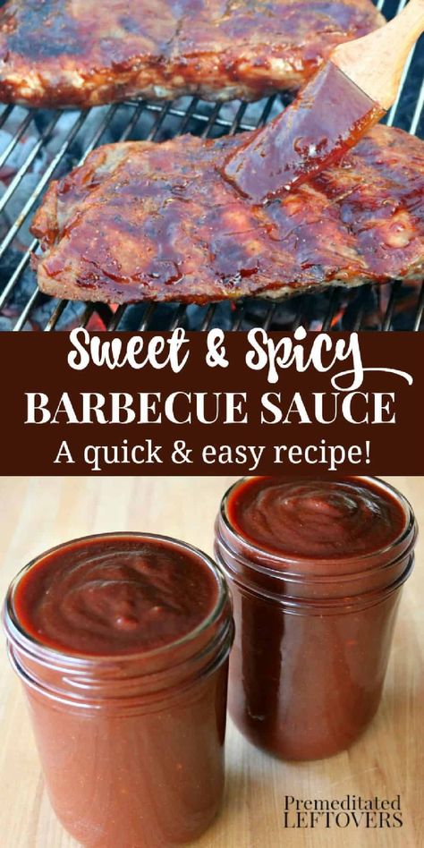 Spicy Barbecue Sauce Recipe, Homemade Barbecue Sauce Recipe, Bbq Sauce Homemade Easy, Make Bbq Sauce, Barbecue Sauce Recipe, Homemade Bbq Sauce Recipe, Homemade Barbecue, Rib Sauce, Sweet Bbq Sauce