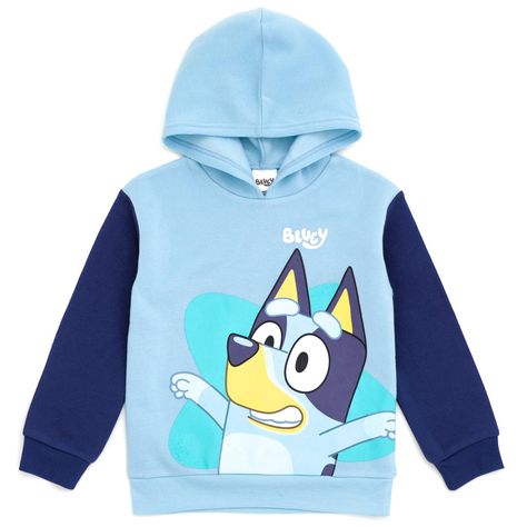 PRICES MAY VARY. Fleece, 65% Polyester , 35% Rayon Imported Pull On closure Machine Wash Officially licensed Bluey Bingo toddler boys cute, comfy and stylish long sleeve graphic hooded sweatshirt Pull on closure; Contrast raglan sleeves; Ribbed waist cuffs for a better fit; Ribbed sleeve cuffs for a better fit; Comfortable hood lining; Soft hand screen print design; Functional pockets Soft and comfy hooded sweatshirts that are easy for children to dress in; made to be a durable and long-lasting Winter Essentials Clothes, Bluey Bingo, Boys Fleece, Toddler Hoodie, Boy Blue, Clothing Essentials, Sweater Weather, School Work, Unisex Design