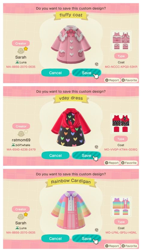 Acnh Sanrio Clothes, Animal Crossing Cat Design, Animal Crossing Pjs Design, Acnh Cute Clothes Codes, Acnh Custom Designs Clothes, Animal Crossing Fashion, Qr Code Animal Crossing, Animal Crossing Town Tune, Animal Crossing Cats