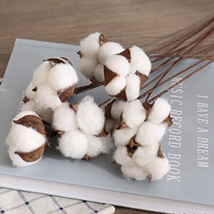 20 pcs Cotton Balls Wire Stem 60cm Length Wedding Bridesmaid Bouquets, Cotton Branches, Vase Display, Fleurs Diy, Cotton Boll, Cotton Stems, Branch Decor, Artificial Silk Flowers, Flower Branch