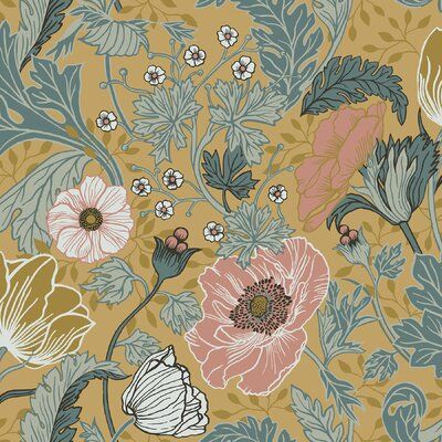 Grey Floral Wallpaper, Mustard Wallpaper, Brewster Wallpaper, Washable Wallpaper, A Street Prints, Sandberg Wallpaper, Wallpaper For Sale, Blue Tulips, W Wallpaper