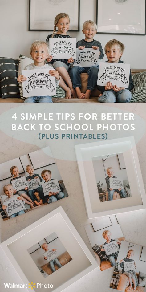 Celebrate the First Day of School with an at-home photoshoot! Whether your kids are distance learning, homeschooling, or heading back to in-person classes, the fresh start is always worth documenting. Get shots of your kids in their first day outfits with a printable back to school sign to mark their new grade for the year. Signs designed by @colleenpastoor for @wm_photo_center. Get the free download from her blog, plus tips on how to photograph your kids for back to school. #WalmartPhoto School Fun Ideas, First Day Outfits, First Day Of School Printable, Back To School Sign, First Day Outfit, Walmart Photos, Unique Calendar, How To Photograph, Back To School Ideas