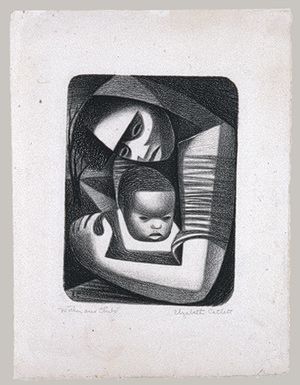 Elizabeth Catlett: if I was still in college, I would write a paper or something on the parallels between Catlett and Kollwitz.  Both of them are able to convey so much with their prints and sculptures. Afrikaanse Kunst, Tableau Art, Mors Dag, Art And Illustration, African American Art, Monoprint, Mother And Child, Metropolitan Museum Of Art, Metropolitan Museum