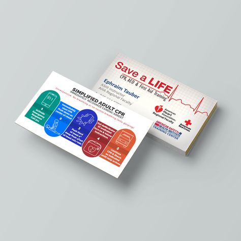 Great business cards for any CPR or first aid instructor. Has quick CPR instructions on back. Cpr Business, Cpr Instructions, Cpr Instructor, Cpr Card, First Aid Cpr, Small Business Start Up, Cpr, Business Cards Creative, First Aid