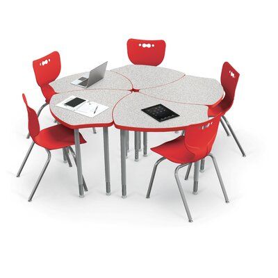 MooreCo Hierarchy Classroom Set Desks & Chairs Seat Height: 18", Seat Color: Red, Lamination: Nebula Desk And Table, Student Chair, Daycare Design, Classroom Desk, Modular Table, Student Desk, School Chairs, School Desks, Student Desks