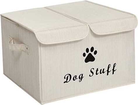 Morezi Large Dog Toy Storage Box with Lid Basket Organizer - Perfect Collapsible Bin for Living Room, Playroom, Closet, Home Organization - LightGray Playroom Closet, Dog Storage, Dog Toy Box, Living Room Playroom, Dog Toy Basket, Dog Toy Storage, Storage Cubes, Lidded Baskets, Toy Bins