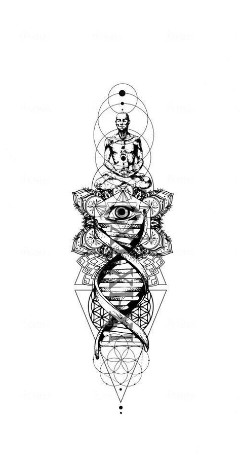 Geomagnetic Tattoo, Egyptian Eye Tattoos, Geometric Tattoo Sleeve Designs, Hexagon Tattoo, Tattoo Free, Dna Tattoo, Unique Tattoos For Men, A Tattoo Design, Chakra Tattoo