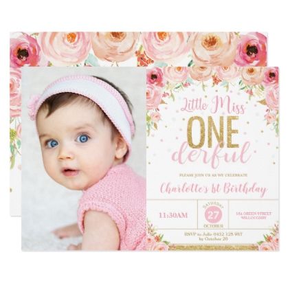 Little Miss Onederful Floral 1st Birthday Photo Invitation 1st Birthday Photo, Elephant First Birthday, Baptism Photos, Floral Elephant, Floral Birthday Party, Elephant Birthday, Unicorn Invitations