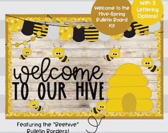 Fall Bulletin Board | Etsy Bee Bulletin Boards, Bee Classroom Decor, Welcome To Our Hive, Summer Bulletin Board, Kindergarten Bulletin Boards, Cute Bulletin Boards, Summer Bulletin Boards, Bee Themed Classroom, Bee Classroom