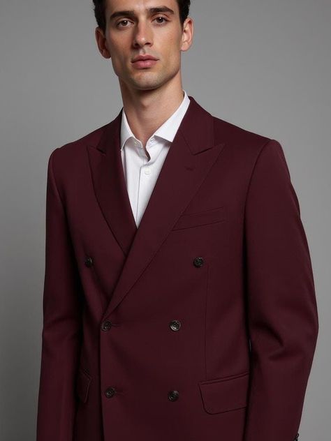 SUIT DETAILS Suit Type: Two Piece Suit Suit Fabric: 50% Wool 50% Other Fibers Suit Color: Burgundy/Maroon Jacket's Style: Customizable Trousers' Style: Customizable *NOTE* This suit is made-to-order, which means you can personalize it to your preference. We will maintain proper contact about suit modification, body measurements, and fit type. I hope you appreciate that because this garment is built from scratch, transportation is expected to take somewhere between 25-30 days. As the saying goes, Burgundy Suit Men, Suit Double Breasted, Suit Details, Maroon Suit, Groom's Suit, Suit Type, Maroon Jacket, Burgundy Suit, Classic Suit