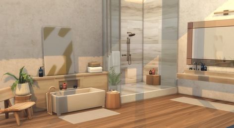 Sims 4 Bathroom, Cc Wallpaper, Mcm Bathroom, Wallpaper Bathroom, Sims 4 House Plans, Mcm House, The Sims 4 Download, The Sims 2, Sims 4 Cc Furniture