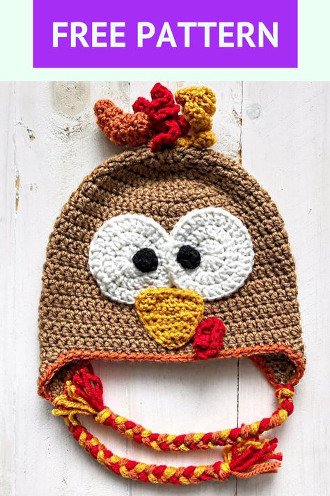 Crochet Turkey Hat, Crochet Turkey, Thanksgiving Crochet, Crochet Baby Blanket Beginner, Turkey Hat, Fall Crochet Patterns, شال كروشيه, Fall And Thanksgiving, Hat Crochet Pattern