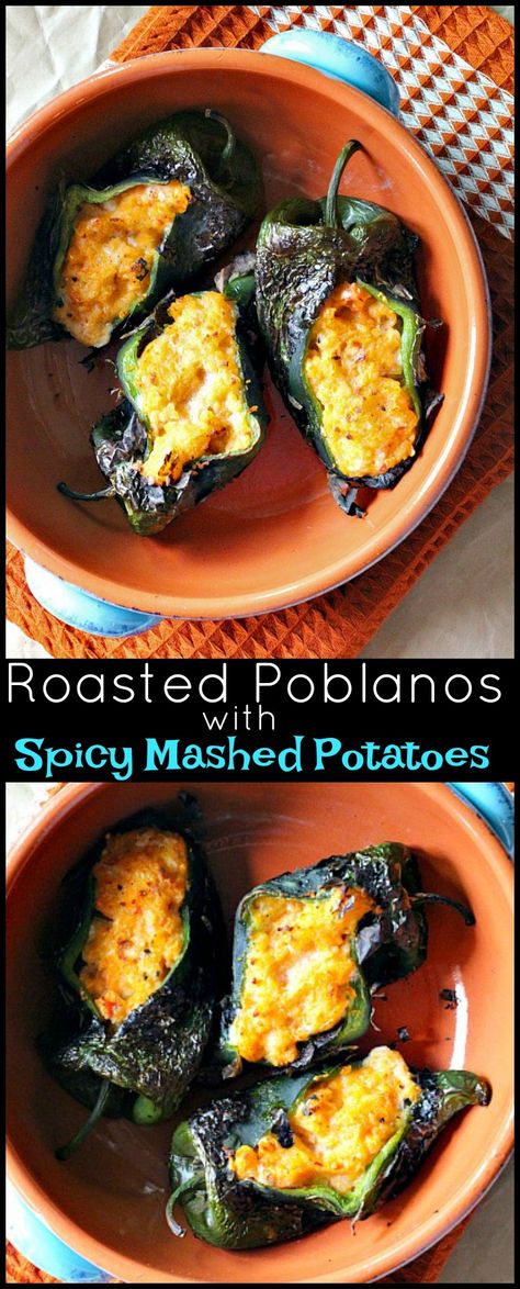 Poblano Pepper Recipes, Poblano Peppers Recipes, Potato Stuffed, Roasted Poblano Peppers, Poblano Pepper, Roasted Poblano, Dried Scallops, Mexican Side Dishes, Pepper Recipes