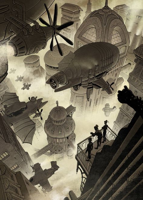 Ville Steampunk, Steampunk Architecture, Steampunk City, Steampunk Artwork, Steampunk Airship, Steampunk Aesthetic, Steampunk Tendencies, Art Steampunk, Rpg Map