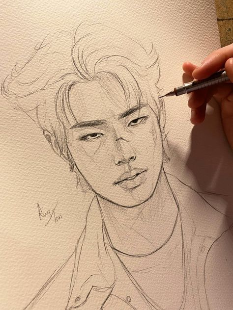 Mingi Ateez, Kpop Drawings, Arte Sketchbook, Pencil Art Drawings, Mini Drawings, Book Art Drawings, Cool Art Drawings, Sketchbook Art Inspiration, Art Inspiration Drawing