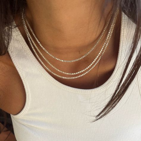 Beautiful Diamond Necklace, Jewelry Hip Hop, Stone Fashion, Replica Jewelry, Diamond Tennis Necklace, Designer Necklace, Friend Necklaces, White Gold Necklaces, Tennis Necklace