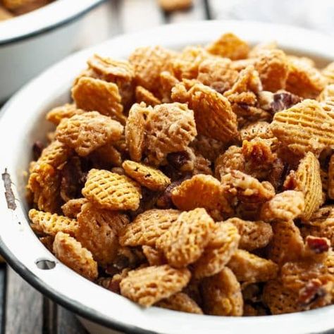 The ultimate crowd-pleasing party food! With just 4 simple ingredients -- pecans, Crispix cereal, butter, and brown sugar -- you can whip up this crunchy, sweet and salty snack mix in a matter of minutes.