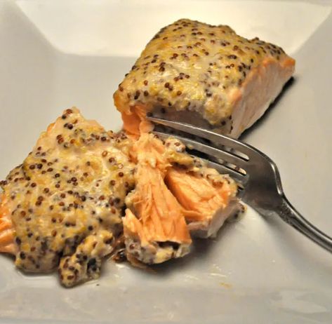 Baked Salmon with Horseradish Horseradish Salmon, Bake Salmon, Horseradish Recipes, Food Salmon, Scandinavian Recipes, Whole Grain Mustard, Baked Salmon Recipe, Moroccan Dishes, Seafood Sauce