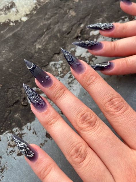 Goth Y2k Nails, Cybergoth Nails, Purple Y2k Nails, Cybercore Nails, Rave Nails, Witch Nails, Aurora Nails, Punk Nails, Gothic Nails