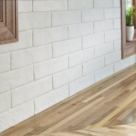 MSI Capella Brick Look 2.33" x 10" Matte Porcelain Floor and Wall Tile & Reviews | Wayfair White Brick Backsplash, Brick Ceramic Tile, Brick Backsplash Kitchen, Brick Look Tile, Brick Backsplash, Reclaimed Brick, White Backsplash, Merola Tile, Brick Tiles