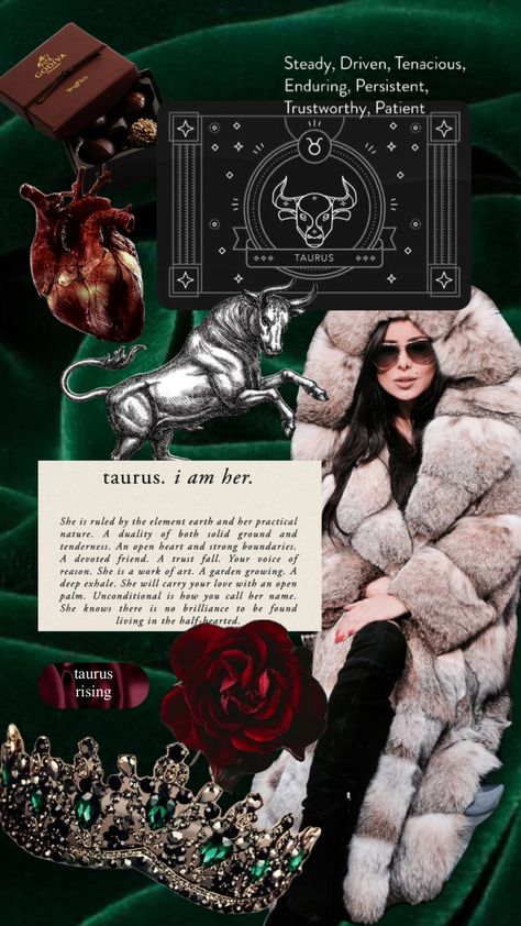 Taurus rising moodboard #taurus #rising #taurusrising #astro #astrology Lilith In Taurus Aesthetic, Taurus Women Aesthetic, Taurus Rising Aesthetic, Taurus Venus Aesthetic, Rising Taurus, Taurus Moodboard, Taurus Aura, Leo Mars, Taurus Style