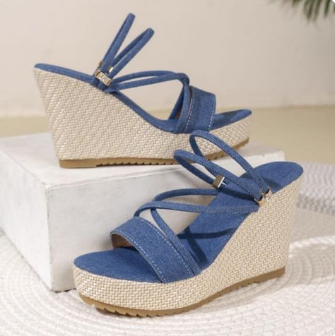 50% OFF! Free Shipping & Subscribe for 20% OFF! Product: https://prestigepeakpantry.shop/denim-wedge-heel-sandals/ Online Store: https://prestigepeakpantry.shop Vacation Shoes, Canvas Sandals, Summer Wedges, Sandal Platform, Womens Sandals Wedges, Stylish Sandals, Wedge Heel Sandals, Strap Shoes, Platform Wedge Sandals