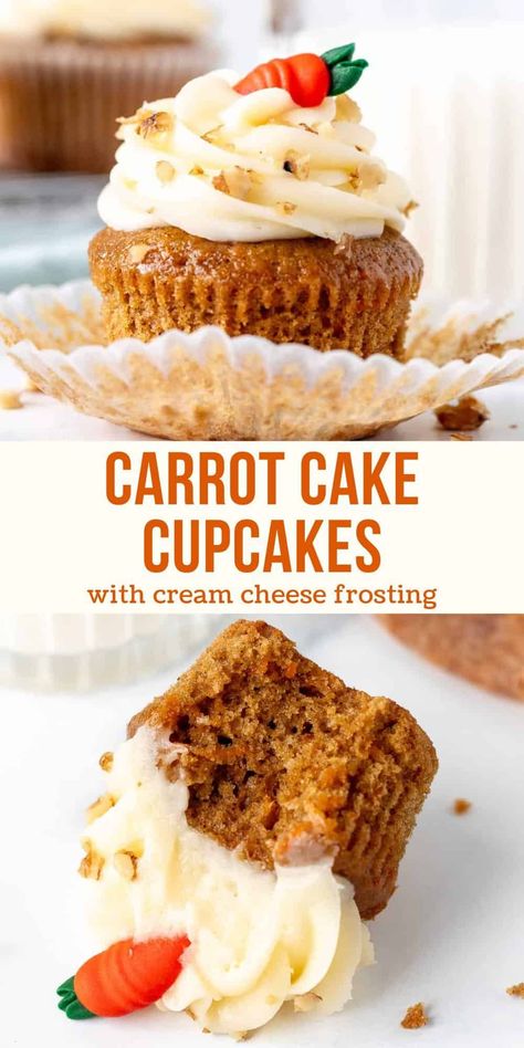 Super Moist Carrot Cake, Carrot Cupcake Recipe, Carrot Cake Topping, Carrot Cake Frosting, Butternut Bakery, Moist Carrot Cake, Cupcake Cream, Spring Cupcakes, Moist Carrot Cakes