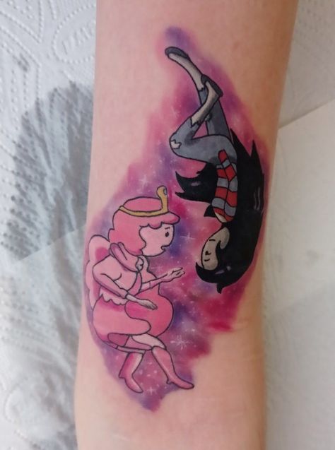 Tattoo 
Adventure time
Marceline
Bubblegum
Marcy 
Bonnie Adventure Time Marceline And Bubblegum, Bubblegum Tattoo, Marceline Princess Bubblegum, How To Tattoo, Videogame Characters, Adventure Time Tattoo, Matching Tats, Marceline And Princess Bubblegum, Peach Design