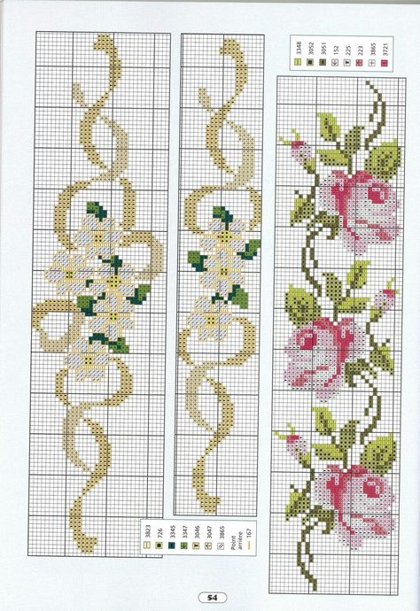 Cross Stitch Borders Corner, Cross Stitch Border Pattern, Pola Kristik, Beautiful Cross Stitch, Cross Stitch Patterns Flowers, Cross Stitch Bookmarks, Cross Stitch Borders, Diy Cross Stitch, Floral Cross Stitch