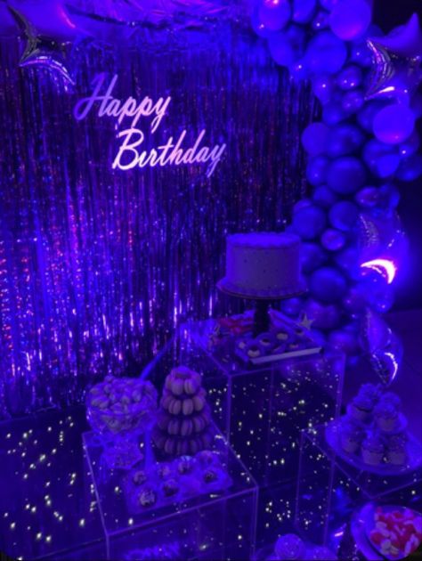 Euphoria Sweet 16 Party Ideas, Sweet 16 Party Ideas Themes Purple And Blue, Euphoria 16 Birthday Party, Birthday Party Ideas Euphoria, Sweet 16 Party Ideas Themes Purple, Euphoria 18th Birthday Party, Euphoria Themed Sweet 16, Euphoria Centerpiece Ideas, Euphoria Party Decor