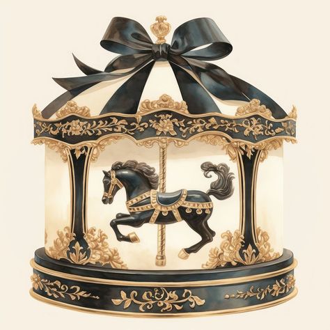 Elegant vintage carousel horse illustration | free image by rawpixel.com / Boom Carousel Photoshoot, Merry Go Round Horse, Coquette Music, Vintage Carousel Horse, Vintage Carousel, Aesthetic Png, Bow Coquette, Vintage Png, Horse Illustration