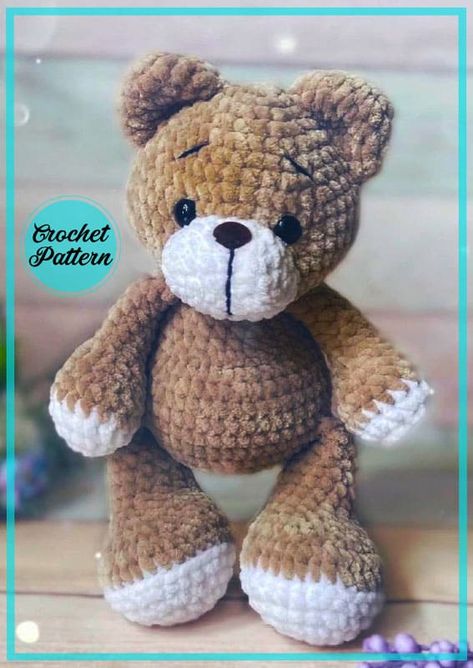 Velvet Teddy Bear Niko Amigurumi Crochet Pattern Crochet Chenille Teddy Bear Pattern, Crochet Velvet Bear, Crochet Baby Teddy, Crochet Teddy Bears, Teddy Crochet, Bear Patterns Free, Baby Teddy Bear, Crochet Bear Patterns, Crochet Shrug Pattern