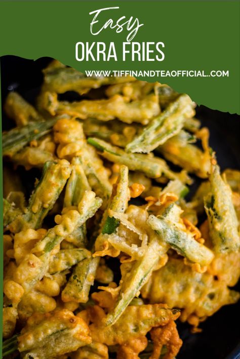 Crispy Okra Recipes, Fried Okra Recipe, Kurkuri Bhindi, Crispy Okra, Baked Okra, Okra Fries, Indian Meals, Samosa Chaat, Fried Okra