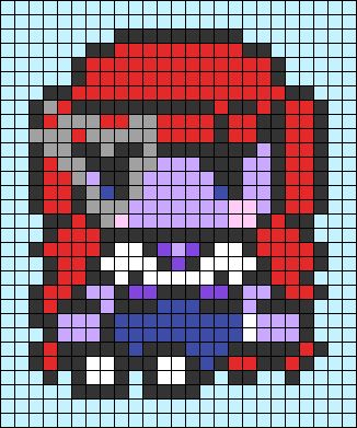 Monster High Alpha Pattern, Monster High Pixel Art Grid, Y2k Pixel Art, Alpha Knot, Monster High Fashion, Easy Pixel Art, Pixel Art Grid, Graph Paper Art, Kitty Drawing