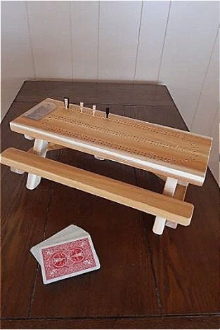 Cribbage Table, Mini Picnic Table, Unique Cribbage Board, Diy Wooden Games, Cribbage Board Template, Custom Cribbage Board, Northern White Cedar, Wooden Cribs, Folding Adirondack Chairs