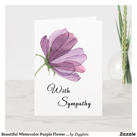 Sympathy Condolences, Sorry Card, Sympathy Cards Handmade, Watercolor Birthday Cards, Condolence Card, Purple Cards, Sympathy Card, Beautiful Watercolor, Custom Greeting Cards