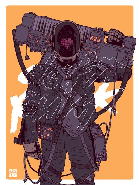 Daft Punk Tribute by Laurie Greasley for Gauntlet Gallery Arte Punk, Draw Ideas, New Retro Wave, Arte Robot, Punk Art, Cyberpunk Aesthetic, Arte Cyberpunk, Punk Inspiration, Cyberpunk Character