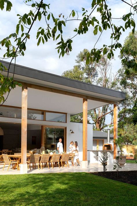 Alfresco Ideas, Brick Cottage, Skillion Roof, Ambiance Lighting, Alfresco Area, Outdoor Blinds, Outdoor Entertaining Spaces, Outdoor Room, Mornington Peninsula