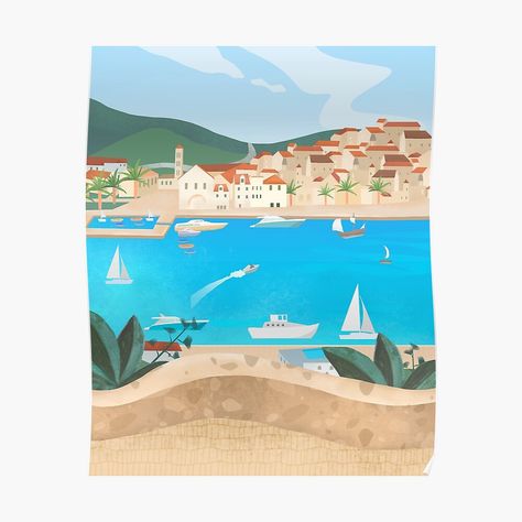 Get my art printed on awesome products. Support me at Redbubble #RBandME: https://www.redbubble.com/i/poster/Hvar-island-2-by-Peya/61679905.LVTDI?asc=u Hvar Island, Framed Art Wall, Coastal Art Prints, Modern Framed Art, Aboriginal Artwork, Small Framed Art, Scenic Art, Paul Cezanne, Illustration Wall Art