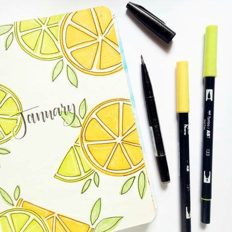 Citrus Bullet Journal Theme, August Bullet Journal, Bullet Journal August, March Bullet Journal, Bullet Journal Month, Bullet Journal Cover, Bullet Journal Monthly Spread, Bullet Journal Page, January Bullet Journal