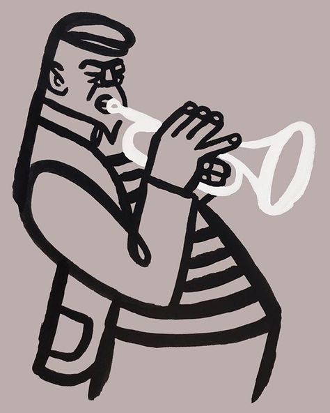 “Trumpet man” Ink and water ———— #illustration #illustrator #illustrators #design #handdrawn #handdrawing #sketch #drawing #designer… Trumpet Illustration Graphic Design, Handdrawn Illustration Design, Trumpet Drawing, Trumpet Illustration, Water Illustration, Sketch Drawing, Graphic Designs, Illustration Design, Illustrator