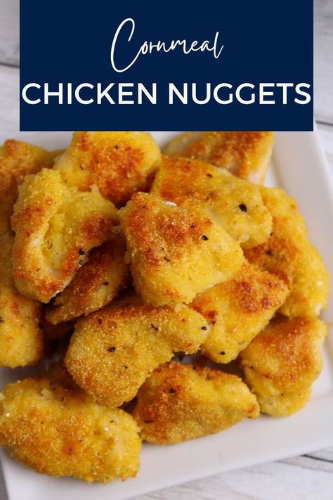 Plate of gluten free chicken nuggets Cornmeal Chicken, Gluten Free Chicken Nuggets, Chicken Nuggets Recipe, Lean Chicken, Chicken Nugget Recipes, Diary Free, Nuggets Recipe, Dipping Sauces, Homemade Gluten Free