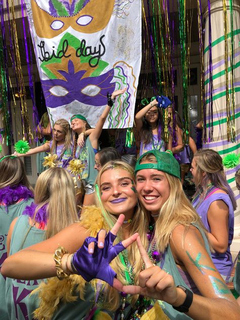 Mardi Gras Bid Day, Mardi Gras Aesthetic, Mardi Gras Outfits, Spring 2025, Game Themes, Bff Pictures, Bid Day, Football Game, Rave Outfits