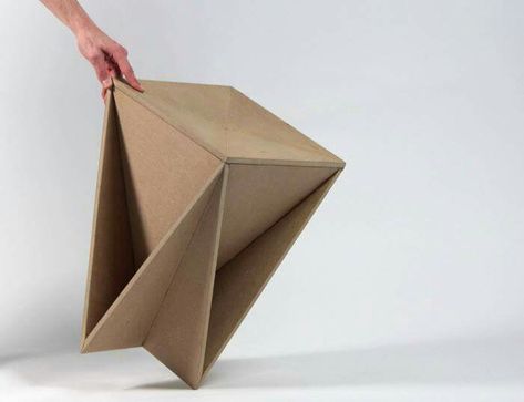 Origami stool Bed Origami, Cardboard Stool, Paper Chair, Origami Chair, Origami Furniture, Origami Table, Cardboard Chair, Cardboard Design, Paper Furniture