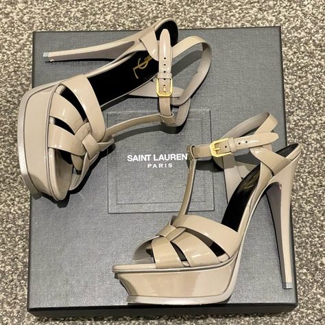 Authentic YSL SAINT LAURENT TRIBUTE HEELS PLATFORM SANDAL Size 36.5 Ysl Tribute, Ysl Saint Laurent, Heels Outfits, Heels Platform, Saint Laurent Shoes, Platform Sandals, Saint Laurent, Lookbook, Fashion Inspo